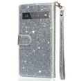 thumbnail image 3 of Feishell Compatible with Google Pixel 6 Wallet Case,Glitter Sparkly Bling PU Leather Zipper Pocket with Credit Card Holder Slots Shockproof Magnetic Clasp Folio Flip Stand Phone Case,Silver, 3 of 7
