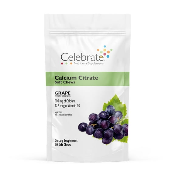 Celebrate Vitamins Bariatric Calcium Citrate Soft Chews, 500 mg, Grape, 90 count