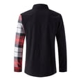 thumbnail image 3 of USNSM Men's Shirt Urban Stylish Patchwork Plaid Slim Fit Tops Lapel Button up Long Sleeve Shirt with Chest Pocket Wine 3XL, 3 of 8