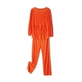thumbnail image 3 of VISgogo Traje de pantalón elegante de dos piezas para mujer, blusas y pantalones peplum con mangas abullonadas y cuello redondo de color sólido VISgogo moda, 3 of 9
