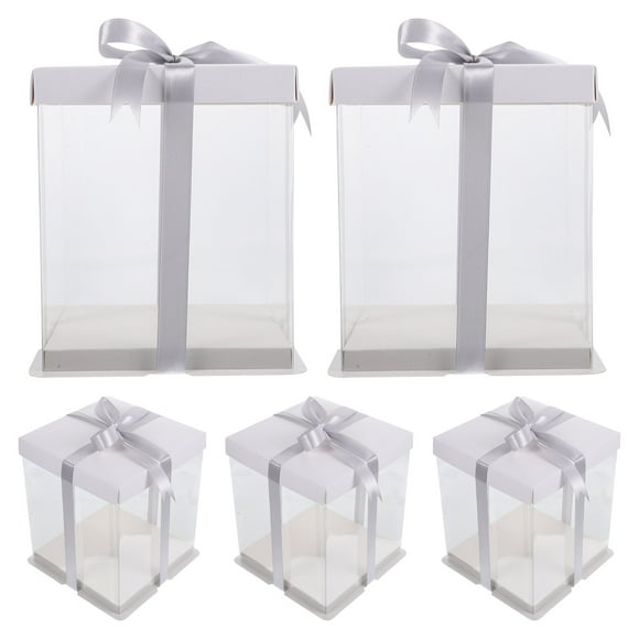 5pcs Clear Cake Carrier Cake Box Baking Packing Box Birthday Cake Box for Party