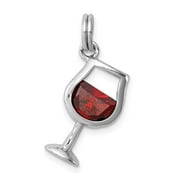 VSIRIUS Sterling Silver Rhodium-plated Red CZ Wine Glass Charm QQC6162