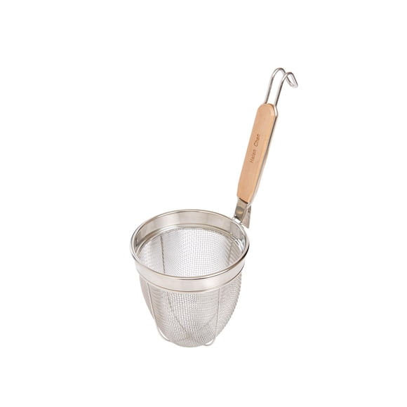 Helen's Asian Kitchen Colador araña de malla de acero inoxidable para alimentos, empanadas, fideos, Bamboo, 6-Inch, Basket, 1