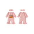 thumbnail image 2 of Cjfdfy Newborn Baby Girl Thanksgiving Outfit Happy Thanksgiving Pumpkin Embroidery Long Sleeve Ribbed Romper And Headband Infant Cute My First Thanksgiving Fall Winter Clothes 0-9M, 2 of 9