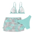 thumbnail image 4 of Tisuna 3 Pieces Swimwear For Girls Child Solid Color Halter Bikini Set With Floral Print Skirt Swimsuit Cute Stylish Teen Girls Summer Beach Seaside Bathing Suit Mint Green Size 15-16 Years, 4 of 7