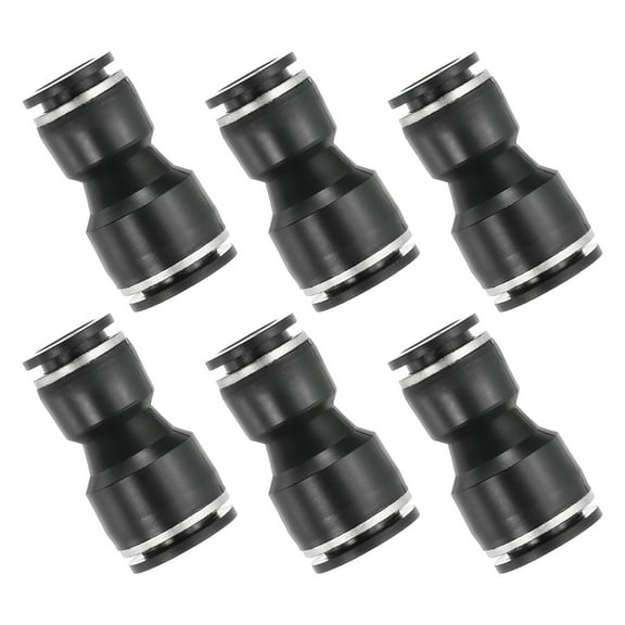 Uxcell 6 Pcs Straight Union Push to Connect Fitting, 1/2" x 5/8" OD Tube Reducer Connector Quick Push Lock Adapter Air Hose Fitting for Pneumatic System Pipeline Connection, Black