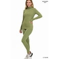 thumbnail image 4 of TheLovely Women's Microfiber Soft Fabric Mock Neck Long Sleeve Top & Leggings - 2 Pieces Tracksuit Set, 4 of 5