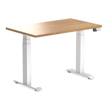 Desky Dual Mini Rubberwood Sit Stand Desk - Light Oak / 40 X 24 / White