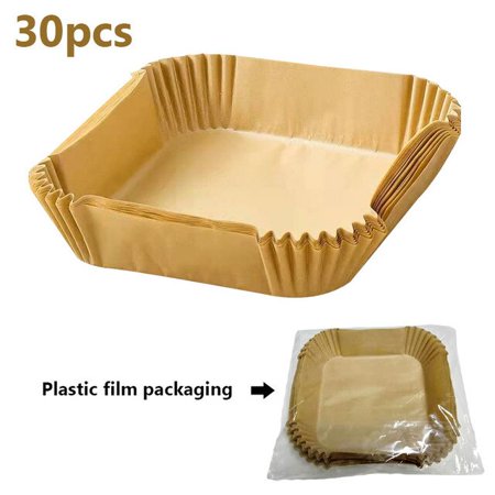 

QWZNDZG 30pcs Disposable Air Fryer Paper Liner Special Square Airfryer Parchment Baking Food Plate Household Barbecue Kitchen Accesories