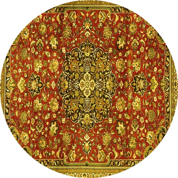 Ahgly Company Indoor Round Persian Yellow Traditional Area Rugs, 6' Round