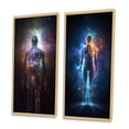 thumbnail image 3 of Designart "Ethereal Awakening Glowing Body and Light V" Robot Framed Wall Art Set Of 2 - Modern Blue Framed Canvas Set For Living Room Decor, 3 of 6