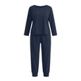 thumbnail image 6 of Nugftut Womens Plus Size Pajama Sets Long Sleeve Chest Pocket Top and Jogger Pants 2 Piece Loungewear, 6 of 6