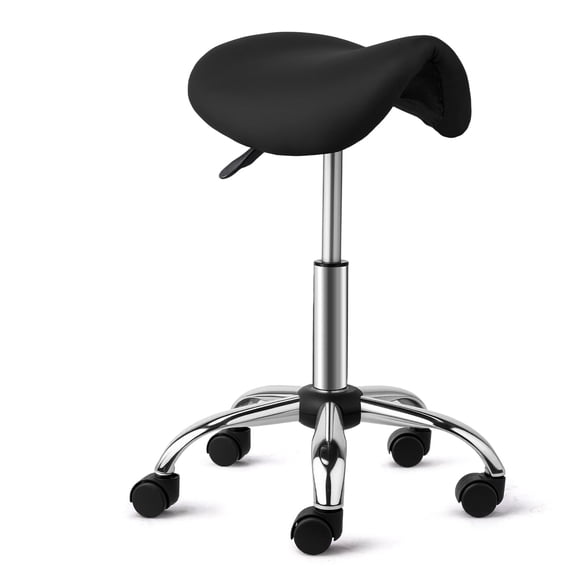 Taburete con ruedas OmySalon, ergonómico, negro