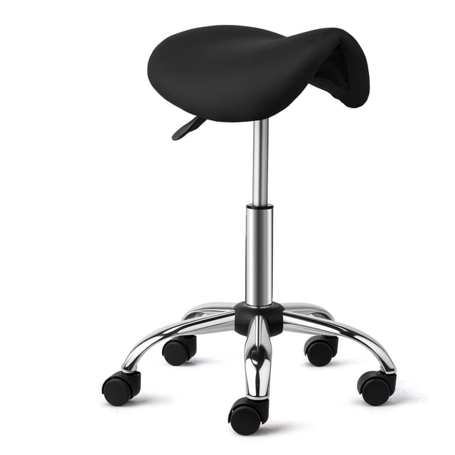 Taburete con ruedas OmySalon, ergonómico, negro