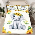 thumbnail image 2 of Manfei Kawaii Animal Elephant Twin Sheet Sets 3pcs for Kids Children,Chic Floral Sunflowers Twin Fitted Sheet Microfiber,Cartoon Wildlife Breathable Flat Sheet,Luxury Bedroom Decor, 2 of 7
