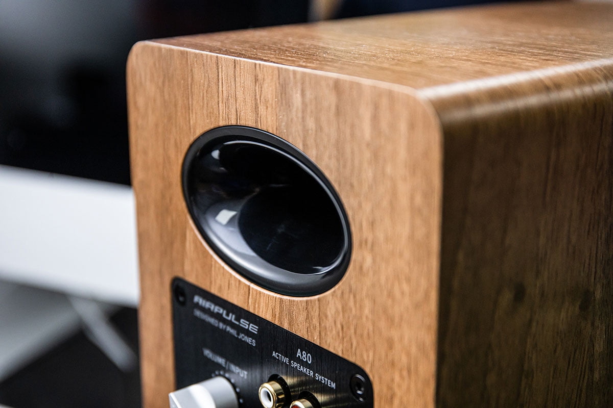 Airpulse A80 Hi-Res Audio Certified Active Speaker System, Built-in Amplifier, Optical, Sub out, Bluetooth 5.0 aptX, AUX, PC, and USB Inputs Brown-Pair
