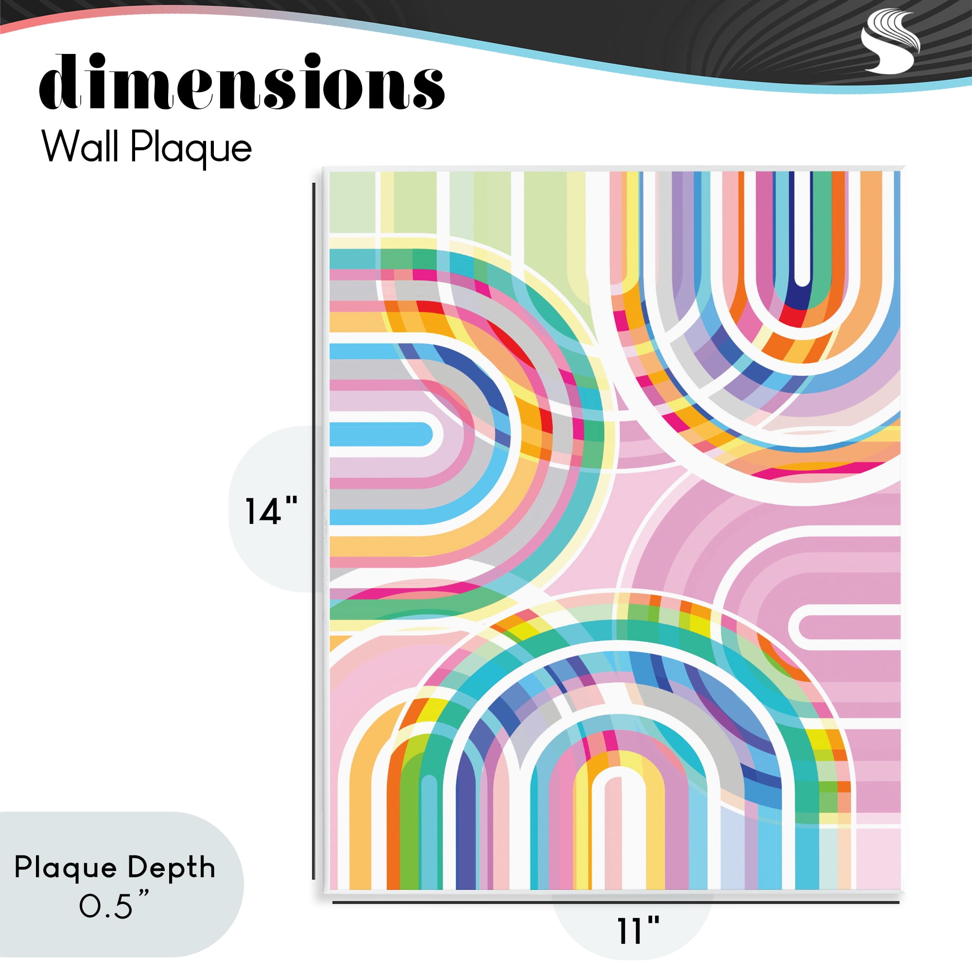 Stupell Industries Bright Playful Rainbow Arches Wall Plaque Art, design by Amber Sterling