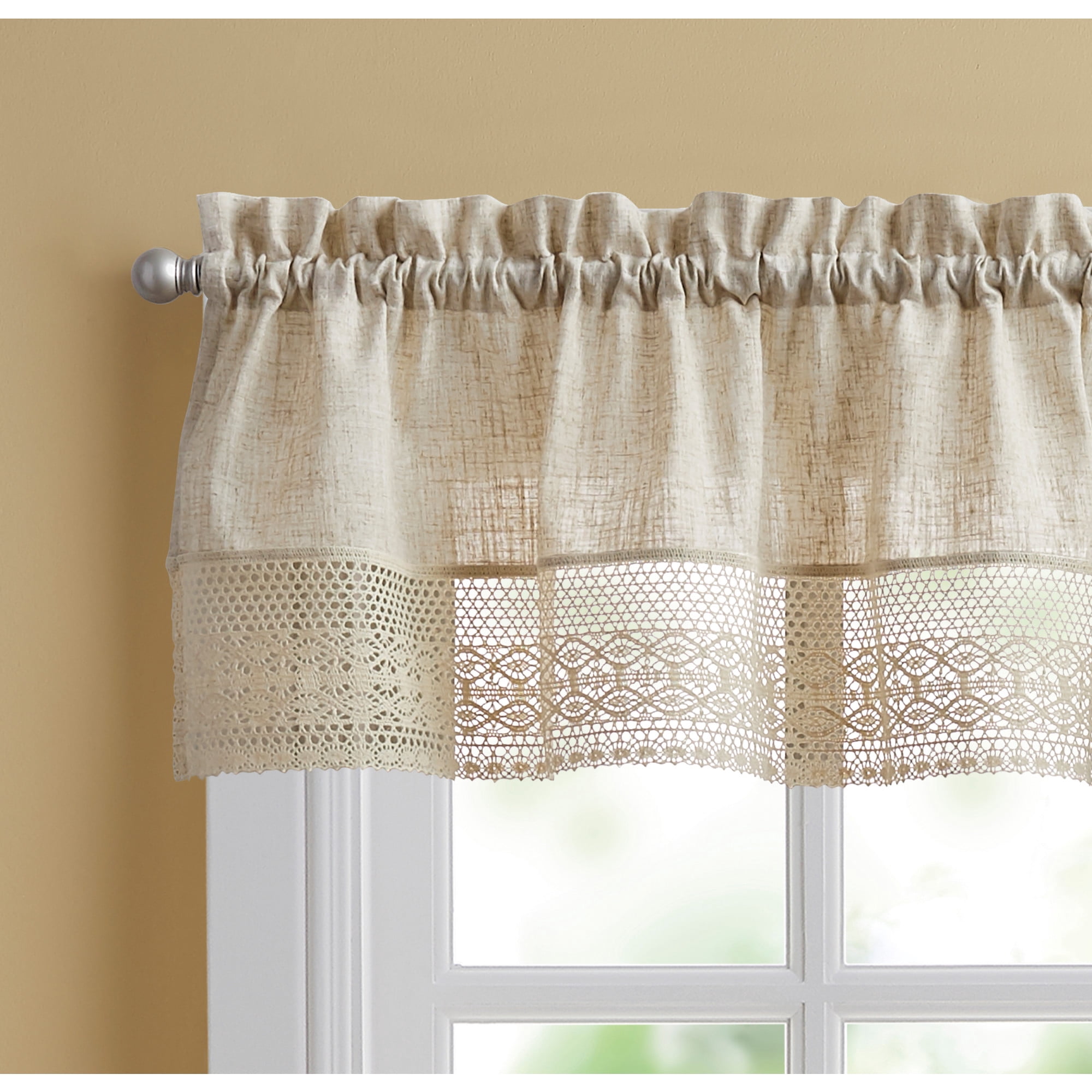 CHF Bridget Tailored Valance Curtain, 14"L x 56"W, Natural, Polyester/Linen, Indoor, Adult