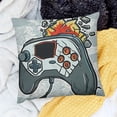 thumbnail image 2 of BANET Games Throw Pillow Cushion Cover, Kids Themed Design in Gamepad Console Entertainment, Decorative Square Accent Pillow Case, Grey Orange 22x22in, 2 of 5