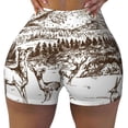 thumbnail image 2 of Balery Woodland Forest With Deers Pantalones cortos de entrenamiento estampados para mujer, sin costuras, ajustados, para gimnasio, yoga, correr, deportes, ejercicio activo, fitness.-Large, 2 of 8
