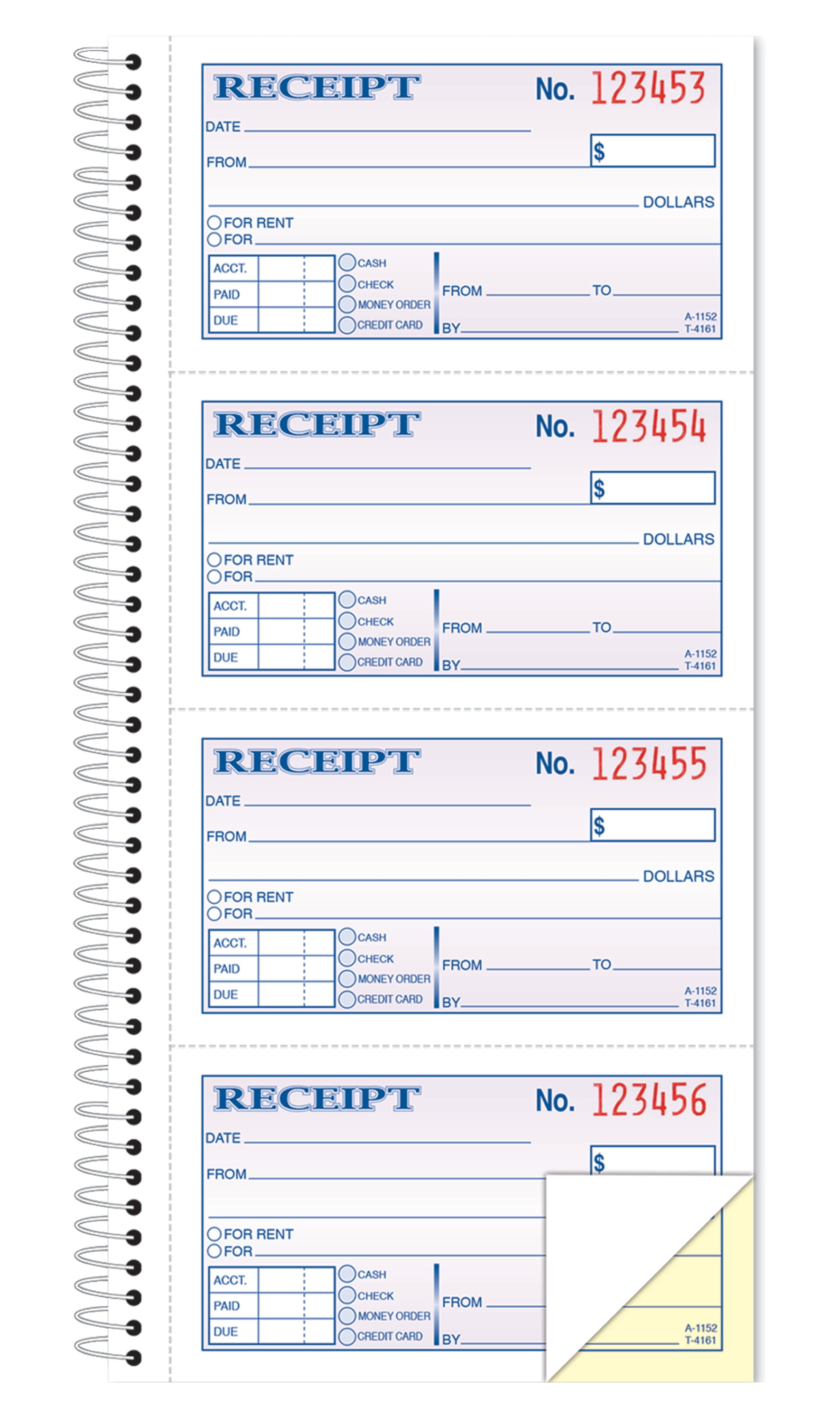 Adams Money/Rent Receipt Record Book, 2Part Carbonless, 200 Sets/Book