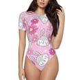 thumbnail image 2 of Uemuo Sunflower Rabbit Pattern Women's One Piece Short Sleeve Swimsuit Rash Guard Surfing Modest Quick-drying Swimsuit Beach Essentials-X-Large, 2 of 9
