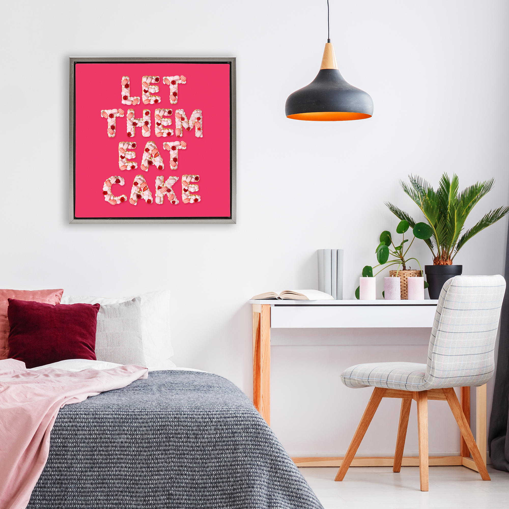 Let Them Eat Cake Gray Framed Floater Canvas Wall Art, design by LISH Creative