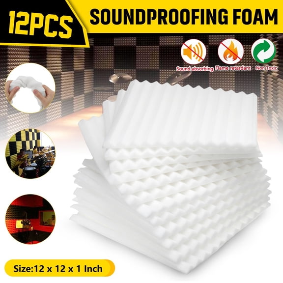 HHENGYISOUL White Fireproof Rated Triangular Foam 12" x 12" Acoustic Damper Set (12 Count)