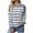Gray, variant on Sweater Clearance Women's O-Neck Knitted Contrast Striped Pullover Fashion Casual Long Sleeve Sweater Top