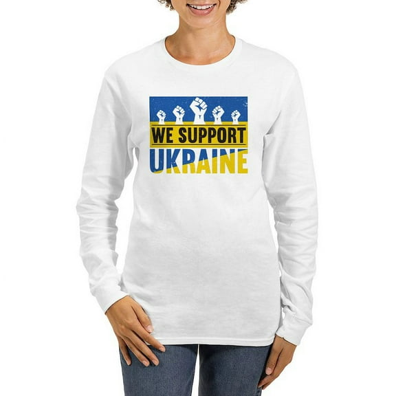 CafePress - We Support Ukraine Long Sleeve T Shirt - Women's Long Sleeve Graphic Casual T-Shirt