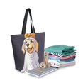 thumbnail image 2 of FORMRS Womens Canvas Tote Bag with Zipper Inner Pocket Shoulder Handbag, Yellow Halloween Dog, 2 of 7