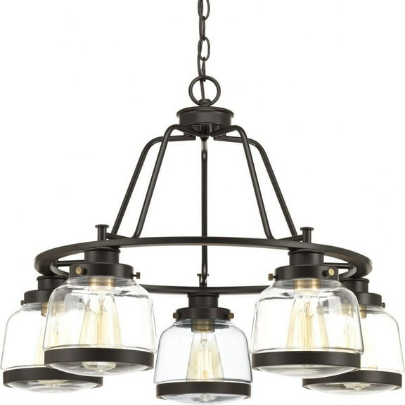 Judson Collection Five-Light Antique Bronze Clear Glass Farmhouse Chandelier Light