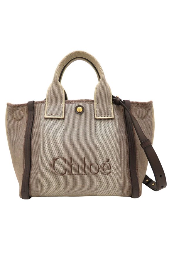 Pre-Owned Chlo Chloe Carry Small Tote Bag CHC25SS911O6524X Canvas x Leather Coal Brown...