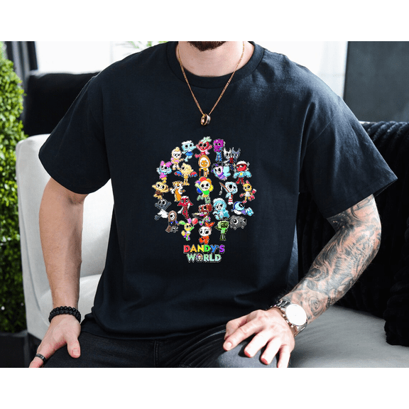 Dandy World Characters Parody Graphic Cute Retro Style Unisex T-Shirt, up to size 3XL.