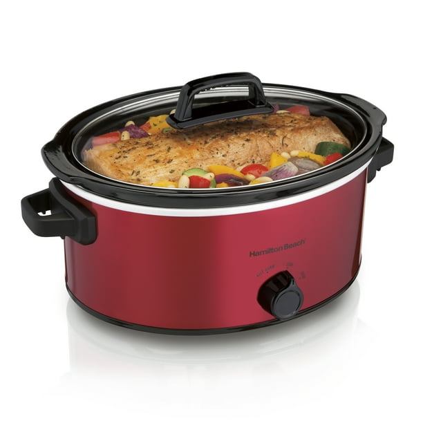 Hamilton Beach Slow Cooker, Large Capacity, Serves 7+, 6 Quarts, Red