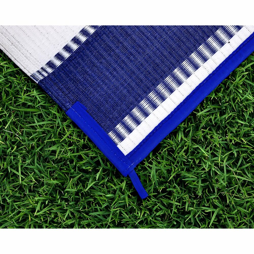 Camco 6' x 9' Reversible RV Outdoor Mat, Camping Mat, Blue Stripe - image 5 of 7
