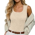 thumbnail image 4 of WEIWEN Womens Tank Tops with Built in Bras Casual Sleeveless Shirts Stretchy Fitted Athletic Workout Camisole Fitted Basic Tee 2026 Trendy Summer Clothes Beige, XXL, 4 of 6