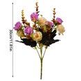 thumbnail image 2 of Ramo de rosas de cristal artificial Ceremonia de banquete de boda Decoración floral de tela de seda rosa falsa, Morado claro seitruly HA6935-05B, 2 of 6