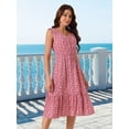 thumbnail image 3 of DARING DIVA Summer V Neck Sleeveless Flowy Midi Dress L Red, 3 of 7