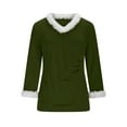 thumbnail image 3 of Christmas Fuzzy Fleece Pullover Tops, V Neck Long Sleeve Sweater Tops, Fall Trendy Blouses, 3 of 7