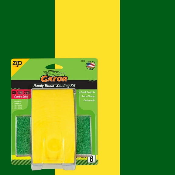 Combo Grit, Gator Sandpaper Handy Block Sanding Kit-396723, 80, 120 and 220 Grits, 7 Piece Kit