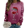 thumbnail image 4 of Womens Fashion Merry Christmas Print O Neck Sweatshirt Round Neck Fit Pullover Tops Casual Long Sleeve Workout Shirts Loose Blouse, 4 of 5