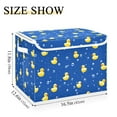 thumbnail image 3 of Yellow Ducks with Bubbles on Blue Large Storage Bins with Linen Collapsible Lid Storage Box 16.7 x 12.6 x 11.8in, 3 of 7
