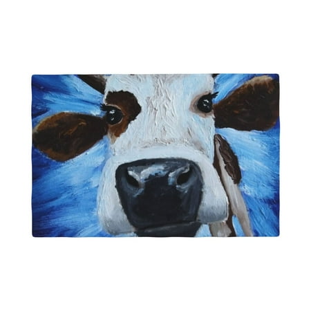 

Placemats Set of 4 White Cow Blue Oil Painting Place mats for Dining Table Indoor/Outdoor Cute Heat Resistant Washable Table Mats(18 x 12 )