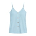 thumbnail image 3 of AKOEE Camisole Tops Button Up V Neck Eyelet Shirts for Women Loose Fit Sleeveless Casual Summer Cami Tees (2XL, Light Blue), 3 of 8