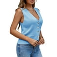 thumbnail image 4 of Sleeveless Sweater Women's Fashion Casual Loose Spring Summer Waistcoat V Neck Button Knit Vest, 4 of 6