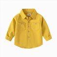 thumbnail image 1 of WUANDIXFA T-Shirt pour Garçons, Col Rond, Basique, Été, Manches Longues, Couleur Unie, T-Shirt pour Enfants, Chemise Décontractée pour Enfants, Jaune, 3-4 Ans, 1 of 4
