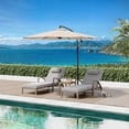 thumbnail image 6 of Outdoor Chaise Lounge Chairs Set of 2, Patio Rattan Reclining Chair with 5-Position Adjustable Backrest, All-Weather Pool Sunbathing Recliners with Rolling Wheels for Outside, Brown and Grey, 6 of 8