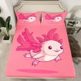 thumbnail image 2 of jejeloiu Wild Salamander Twin Sheet Sets,Underwater Animal Twin Fitted Sheet,Pink Cute Axolotl Flat Sheet For Boys Kids,Super Cozy Room Decor,3 Pieces, 2 of 7