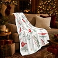 thumbnail image 3 of Red Cardinals Snowy Pine Boughs Festive Holiday, Festive Holiday Scene, Warm Flannel Blanket for Living Room and Reading Nook, Art Lovers Christmas Gift, Festive Home Decor, 3 of 7